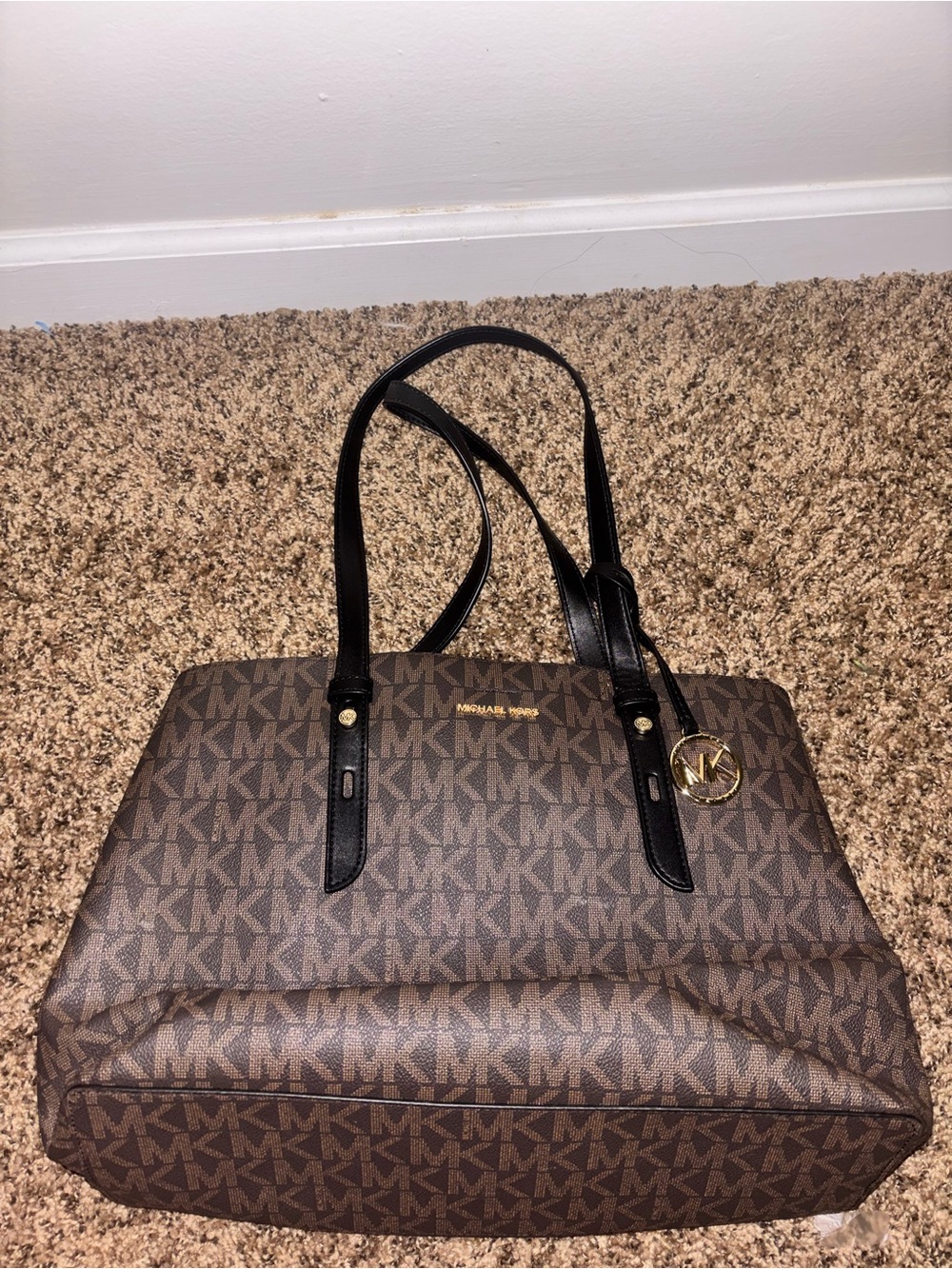 Michael Kors Brown and Black Signature MK Tote